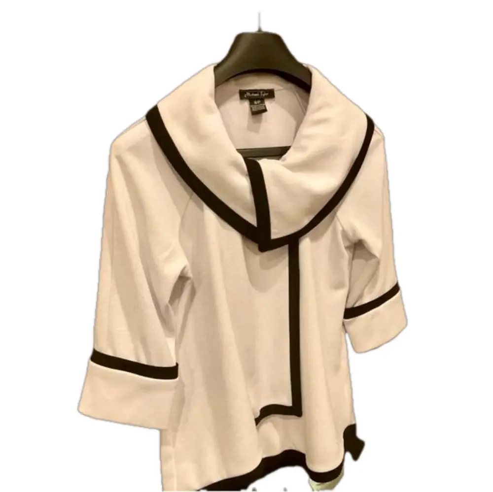 S Michael Tyler vintage asymmetrical A line swing blazer in classic white/black - Picture 4 of 10